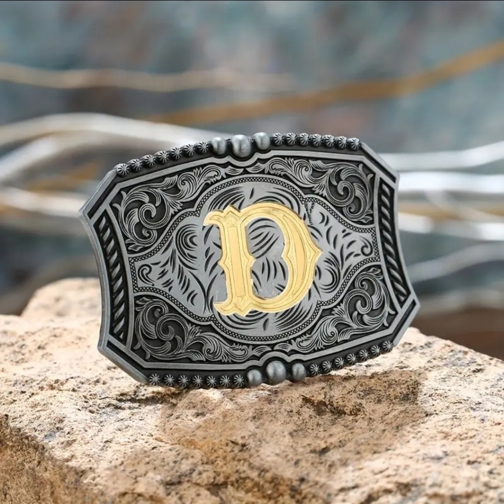 New Men's Monogram D Cowboy Western Belt Buckle
